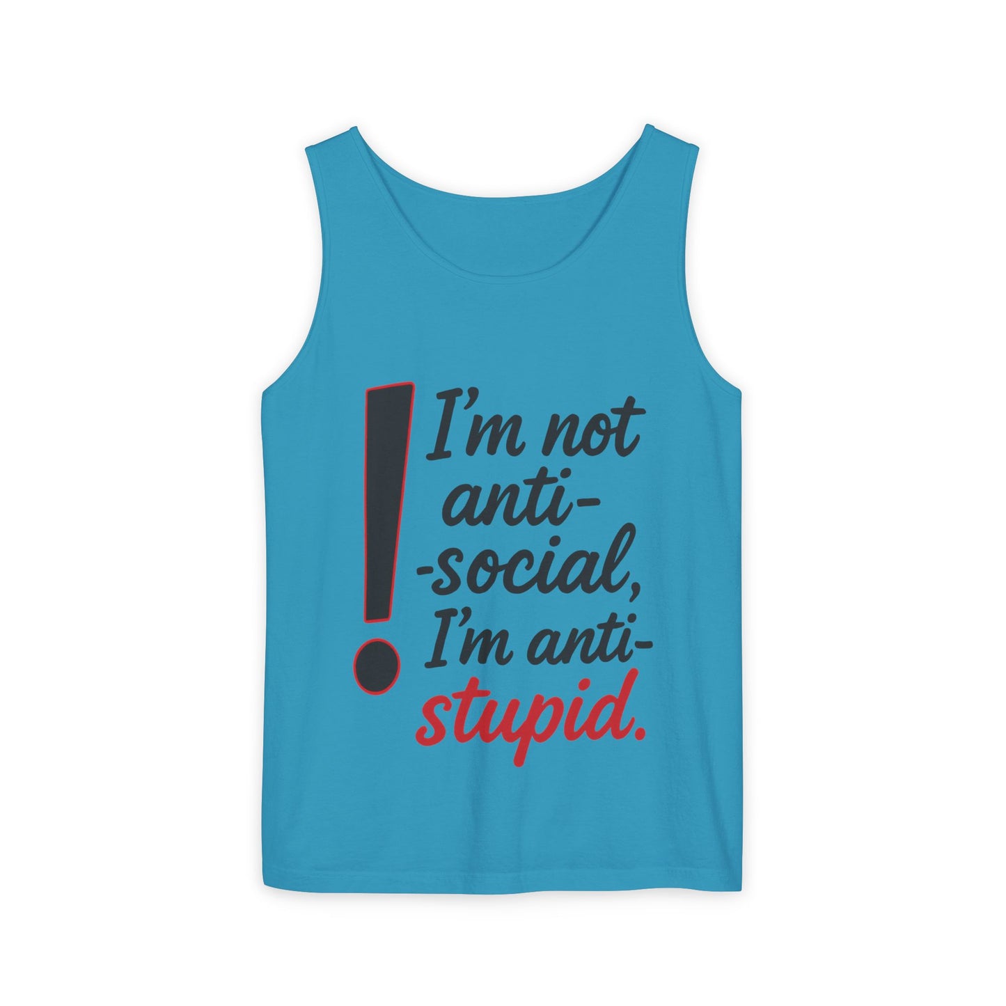 Snarky Anti-Social Mens Tank Top, Funny Summer Apparel, Mens Gift, Beachwear, Humorous Mens Tee, Graphic Tee for Introverts & Thinkers