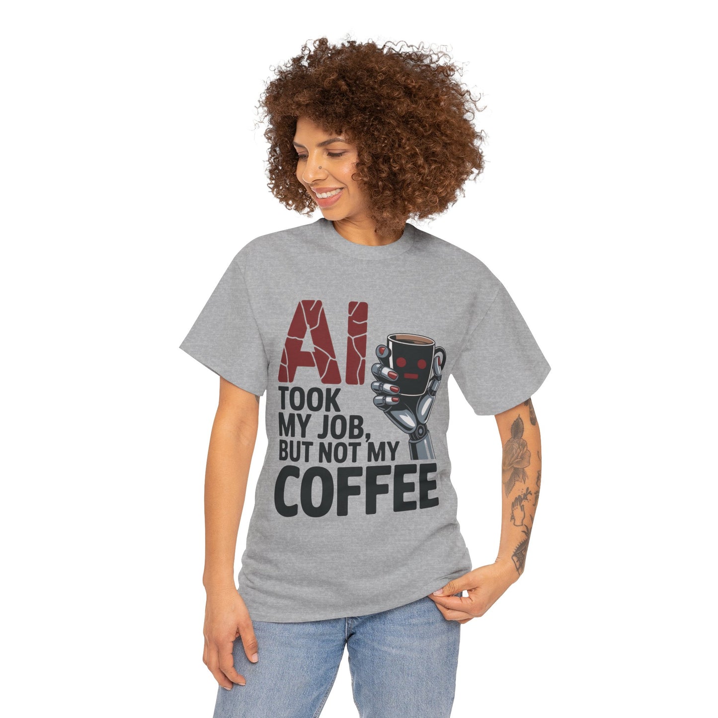 Women's AI Coffee T-Shirt, Funny Robot Job Humor Tee, Geek Sarcastic Gift for Her, Sarcastic Work Shirt, Career Humor