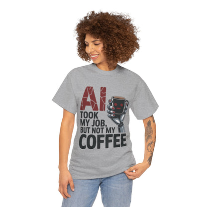 Women's AI Coffee T-Shirt, Funny Robot Job Humor Tee, Geek Sarcastic Gift for Her, Sarcastic Work Shirt, Career Humor