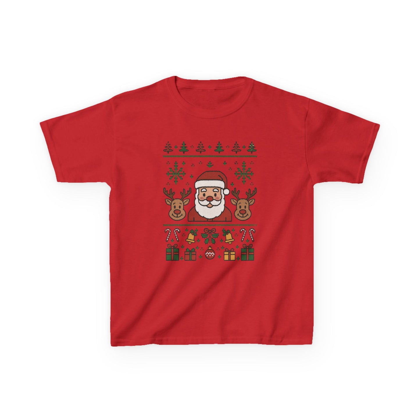 Santa - Reindeer Christmas Shirt for Kids, Cute Holiday Tee, Kids Heavy Cotton™ Tee