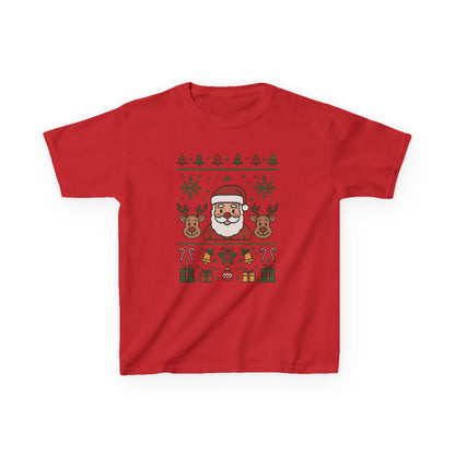 Santa - Reindeer Christmas Shirt for Kids, Cute Holiday Tee, Kids Heavy Cotton™ Tee