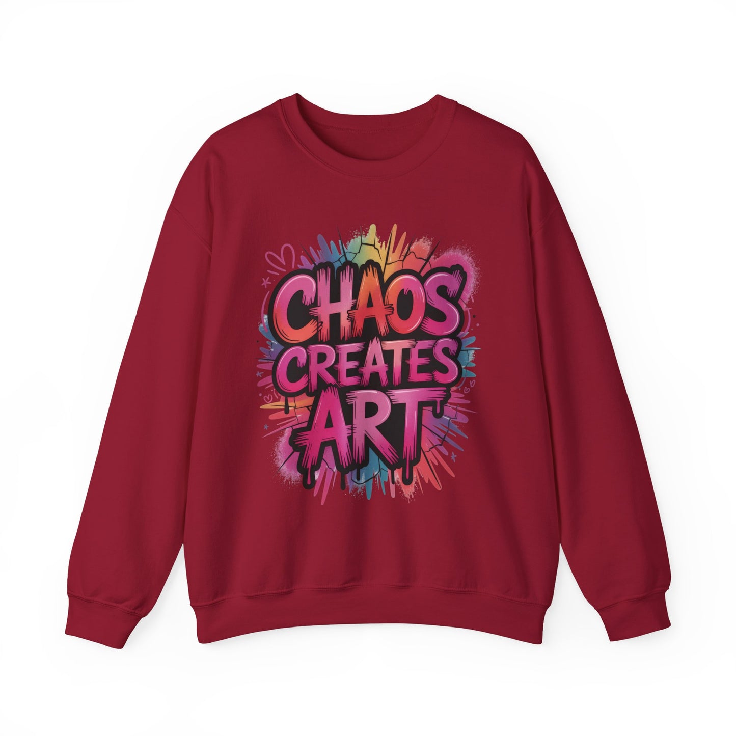 Women's Heavy Blend™ Crewneck Sweatshirt, Chaos Creates Art Graffiti Sweatshirt, Streetwear Sweatshirt
