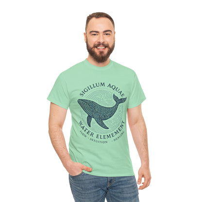 Water Element Whale Tee, Sigillum Aquae Symbol, Flow Intuition Healing, Spiritual Ocean Totem Tee, Nature Energy Shirt, Mindfulness Fashion