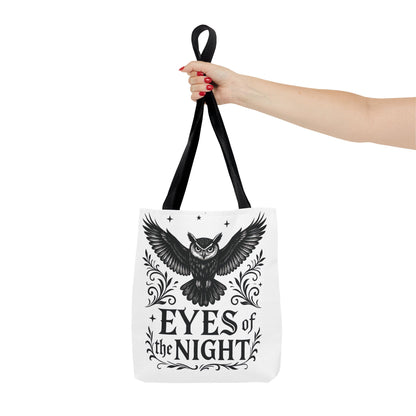 Eyes of the Night Owl Tote Bag, Artsy Shopping Bag, Eco-Friendly Carryall, Unique Gift for Animal Lovers, Halloween Decor, Beach Tote