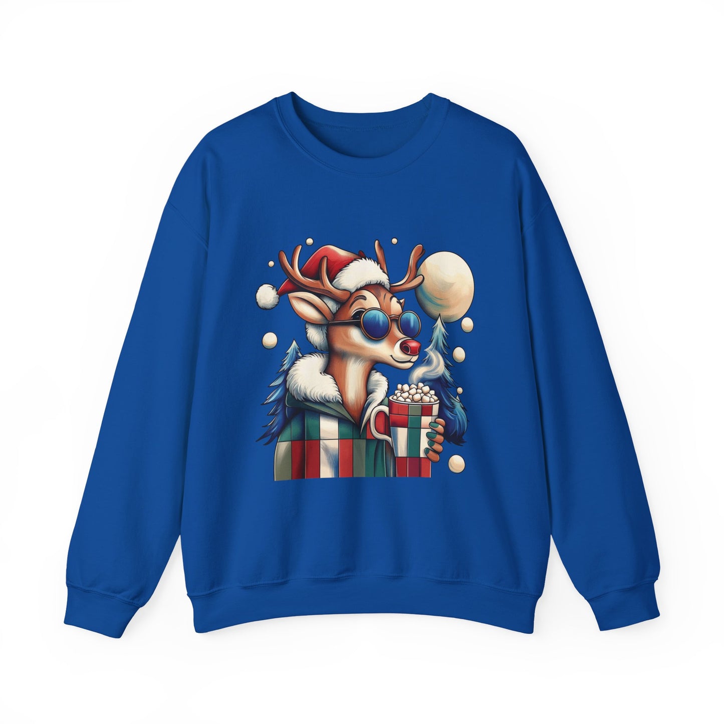 Cool Reindeer Christmas Sweatshirt, Funny Holiday Pullover for Men, Men's Heavy Blend™ Crewneck Sweatshirt