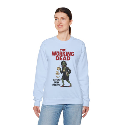 The Working Dead Women's Funny Zombie Sweatshirt, Office Humor Crewneck, Halloween Work Top