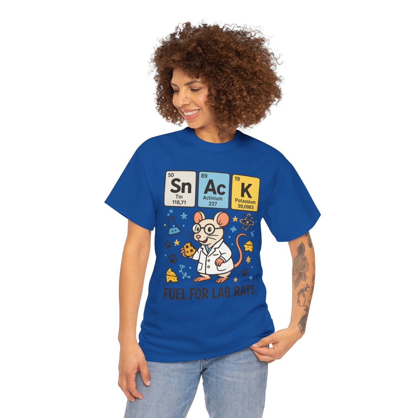 Funny Womens Science T-Shirt,Periodic Table Tee, Fuel for Lab Rats Nerdy Shirt, Gifts for STEM Lovers, Quirky Science Apparel