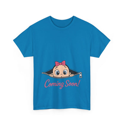 Coming Soon Maternity T-Shirt, Cute Baby Girl Pregnancy Announcement Shirt, Expecting Mom Gift, Gender Reveal Tee, Baby Shower Gift