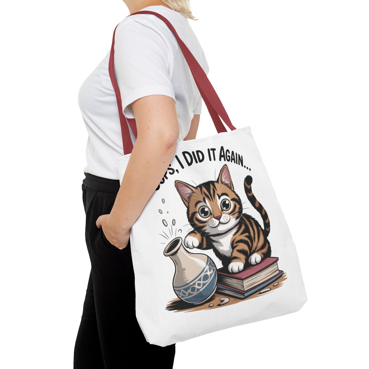 Cat-Themed Tote Bag, "Oops, I Did It Again", Perfect Gift for Cat Lovers, Pet Owners, Birthday, or Everyday Use, Large Tote Bag, beach bag