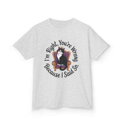 Girls Funny Sassy Cat T-Shirt - I'm Right You're Wrong, Cute Gift for Cat Lovers, Humor Tee for Teens, Birthday Gift,Tee for Confident Teens