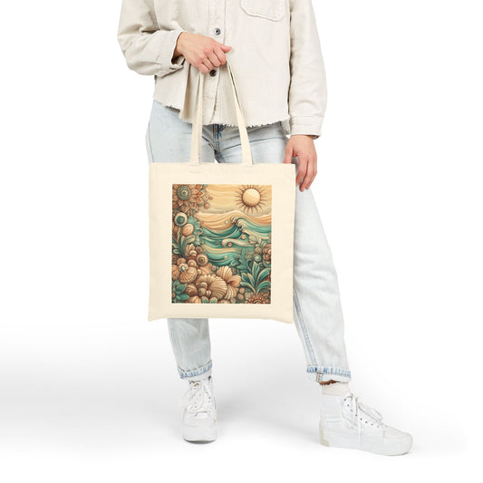 Bohemian Tote Bag, Eco-Friendly Cotton Canvas Bag, Beach Tote, Shopping Bag, Gift for Her, Summer Accessory