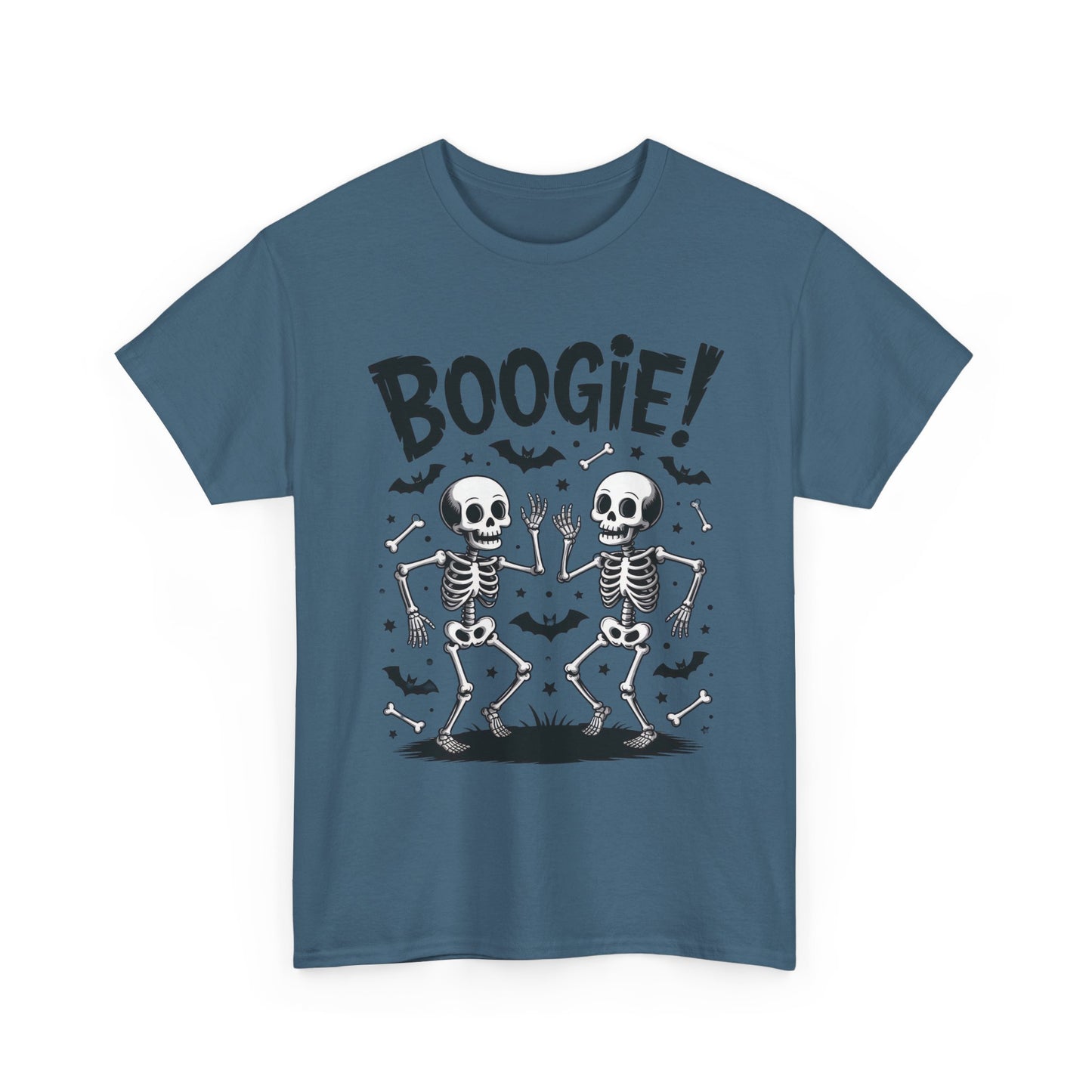 BOOGIE! Dancing Skeleton Halloween Mens's T-Shirt, Funny Spooky Graphic Tee for Men, Men'sHeavy Cotton Tee