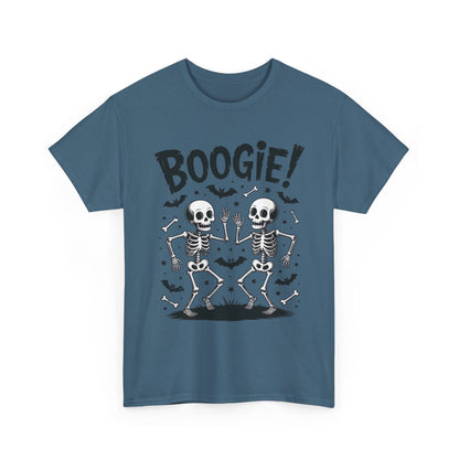 BOOGIE! Dancing Skeleton Halloween Mens's T-Shirt, Funny Spooky Graphic Tee for Men, Men'sHeavy Cotton Tee