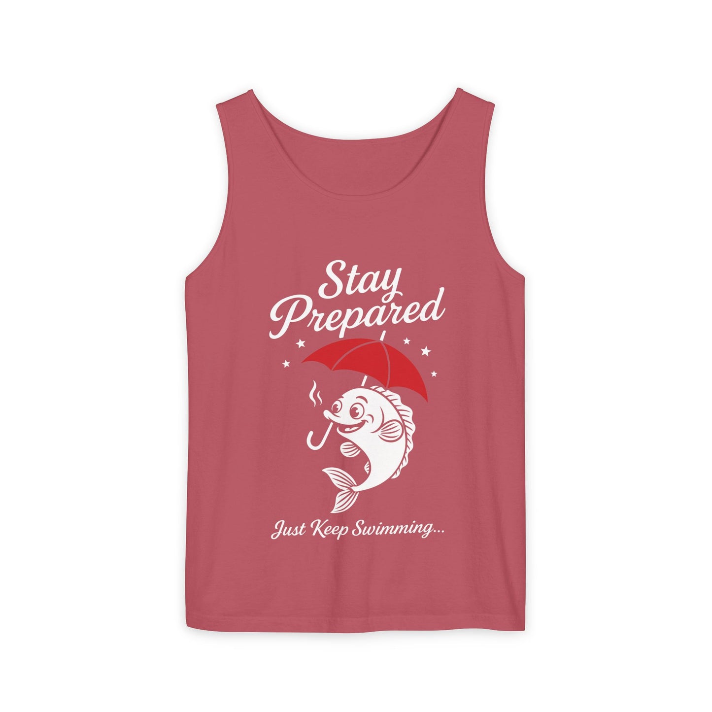 Stay Prepared Fish Womens Tank Top - Funny Just Keep Swimming Sleeveless Shirt - Cute Nautical Summer Top, Beachwear, Pool Party Must-Have