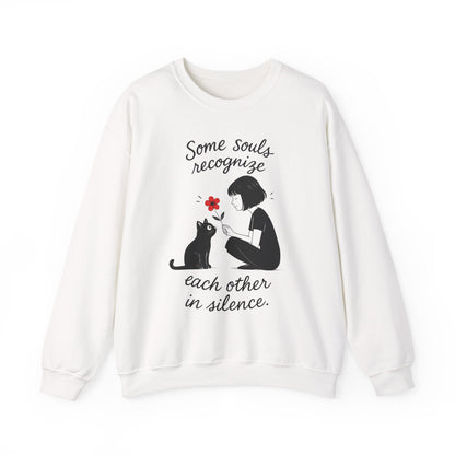 Soulful Cat and Human Crewneck Sweatshirt, Cozy Gift for Cat Lovers, Womens Sweatshirt, Animal Lover Apparel, Thoughtful Gift Idea