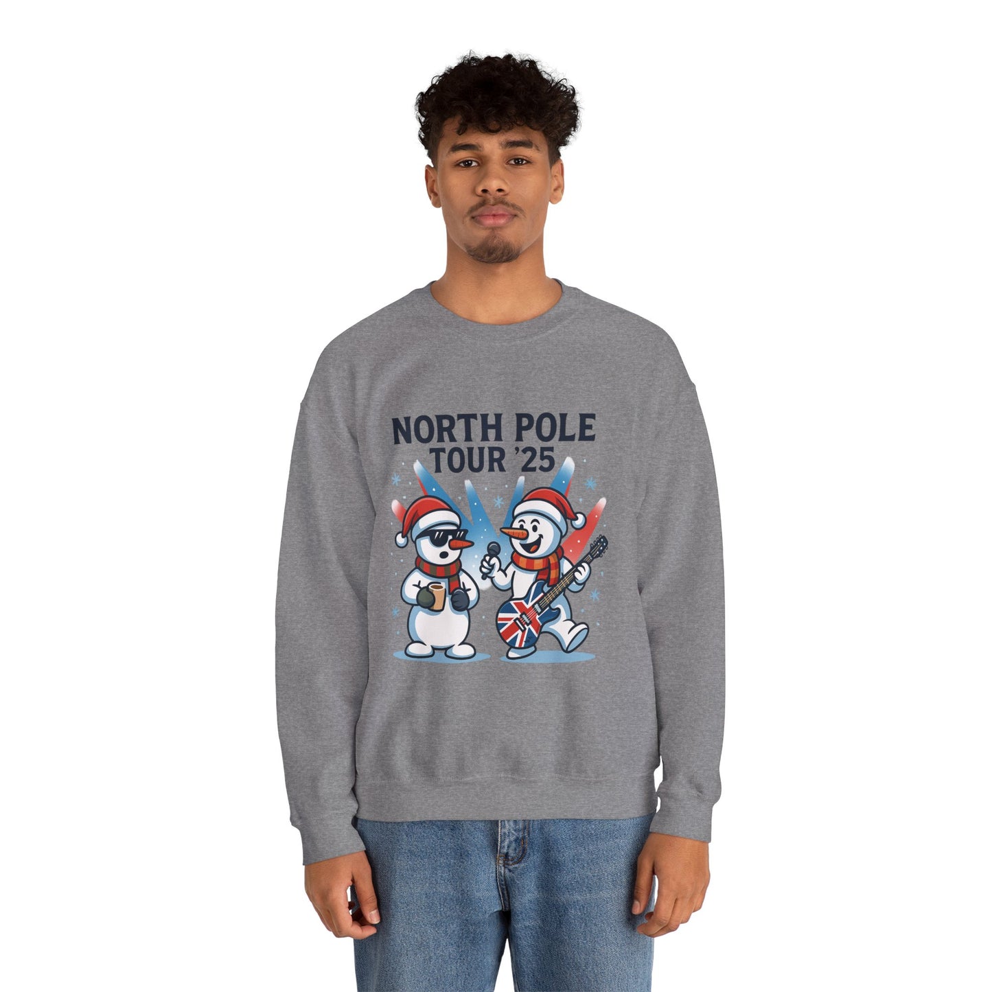 North Pole Tour 25 Men's Christmas Sweatshirt, Funny Rock Band Holiday Jumper