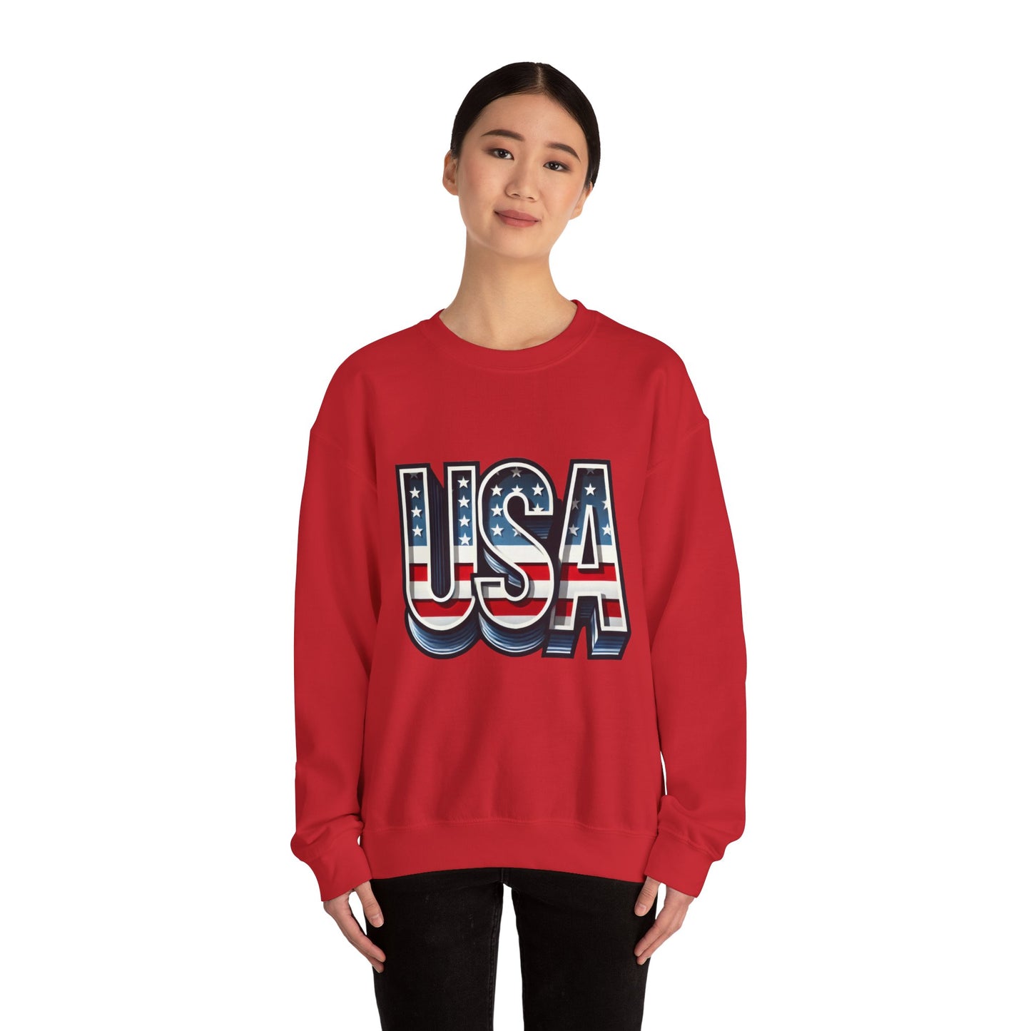 USA Patriotic Crewneck Sweatshirt for All Seasons, Cozy Sweatshirt for Independence Day, Casual Wear, Gift for Friends and Family