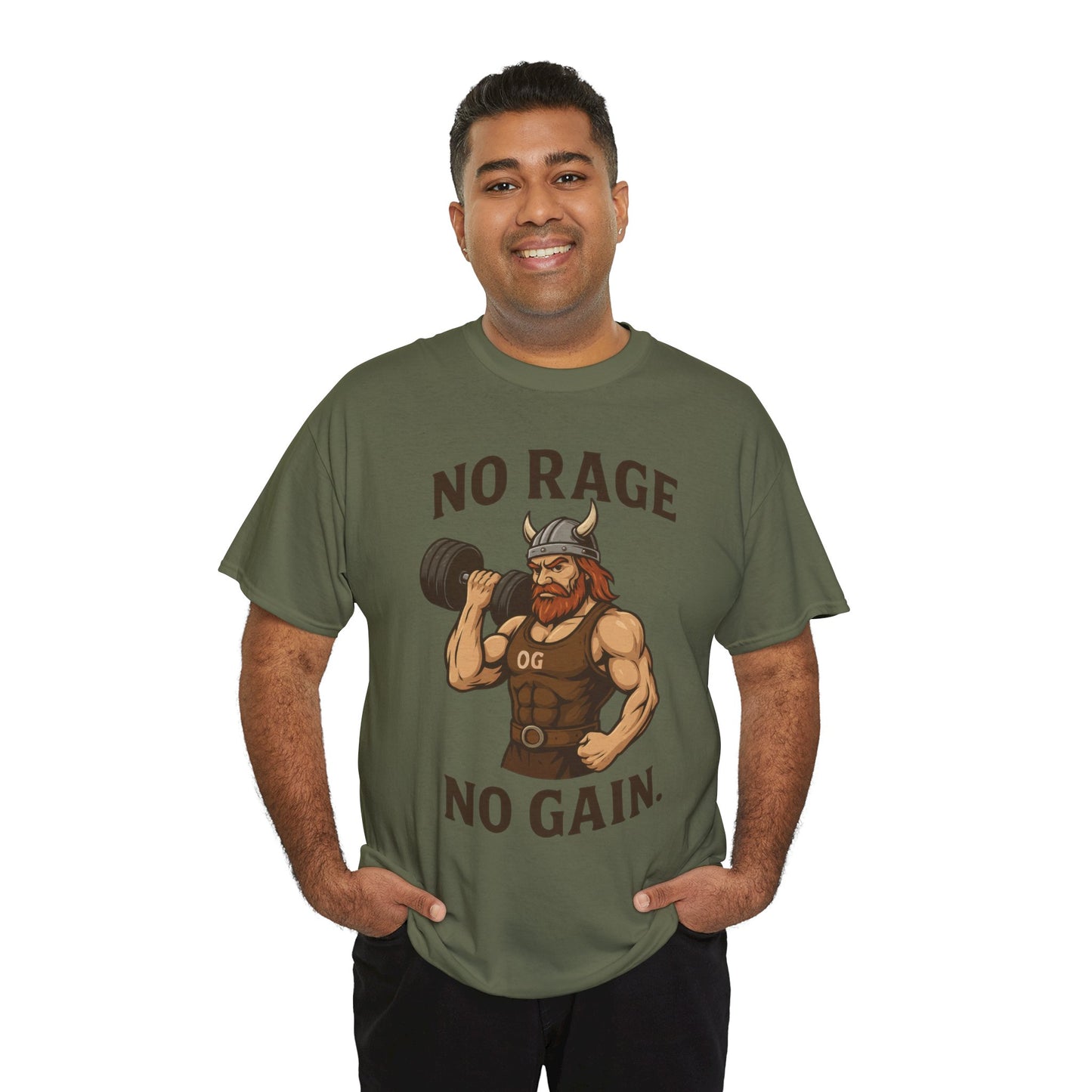 No Rage No Gain Viking Gym Shirt, Funny Muscle Workout Tee, Barbarian Fitness T-Shirt for Men, Powerlifting Humor Shirt, Viking Lifting Gift
