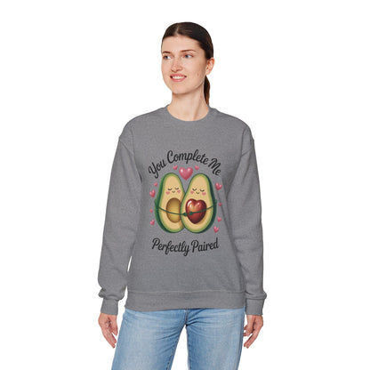 Cute Avocado Love Crewneck Sweatshirt, Sweatshirt for Couples, Perfect Gift for Valentines Day, Cozy Apparel, Avocado Lover Gift