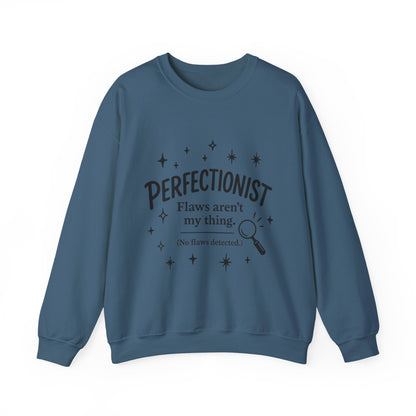 Womens Perfectionist Sweatshirt, Funny Clean Design with Stars, No Flaws Detected Quote Pullover, Minimalist Cozy Gift for Her