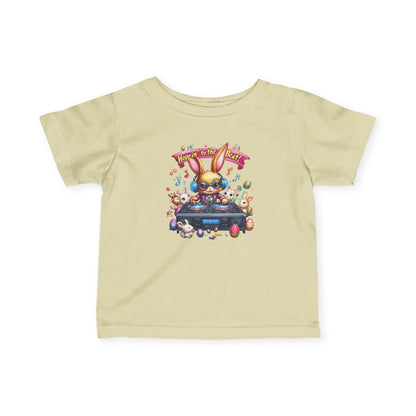 DJ Bunny Infant T-Shirt - Fun Easter Music Shirt for Babies 6 - 24 Months, Cute Spring Outfit with Playful Bunny and Colorful Music Vibes
