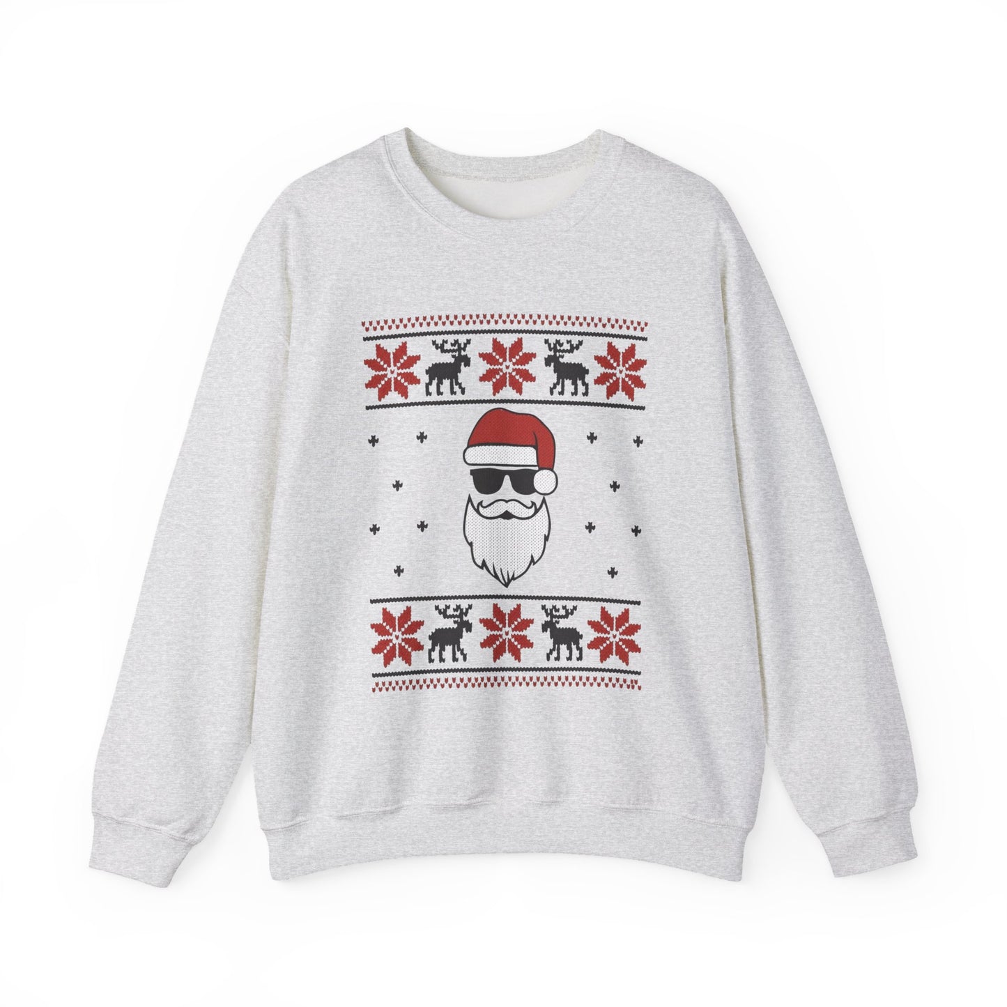 Cool Santa Men's Sweatshirt, Funny Knit Look Pullover, Retro Christmas Sweater Style