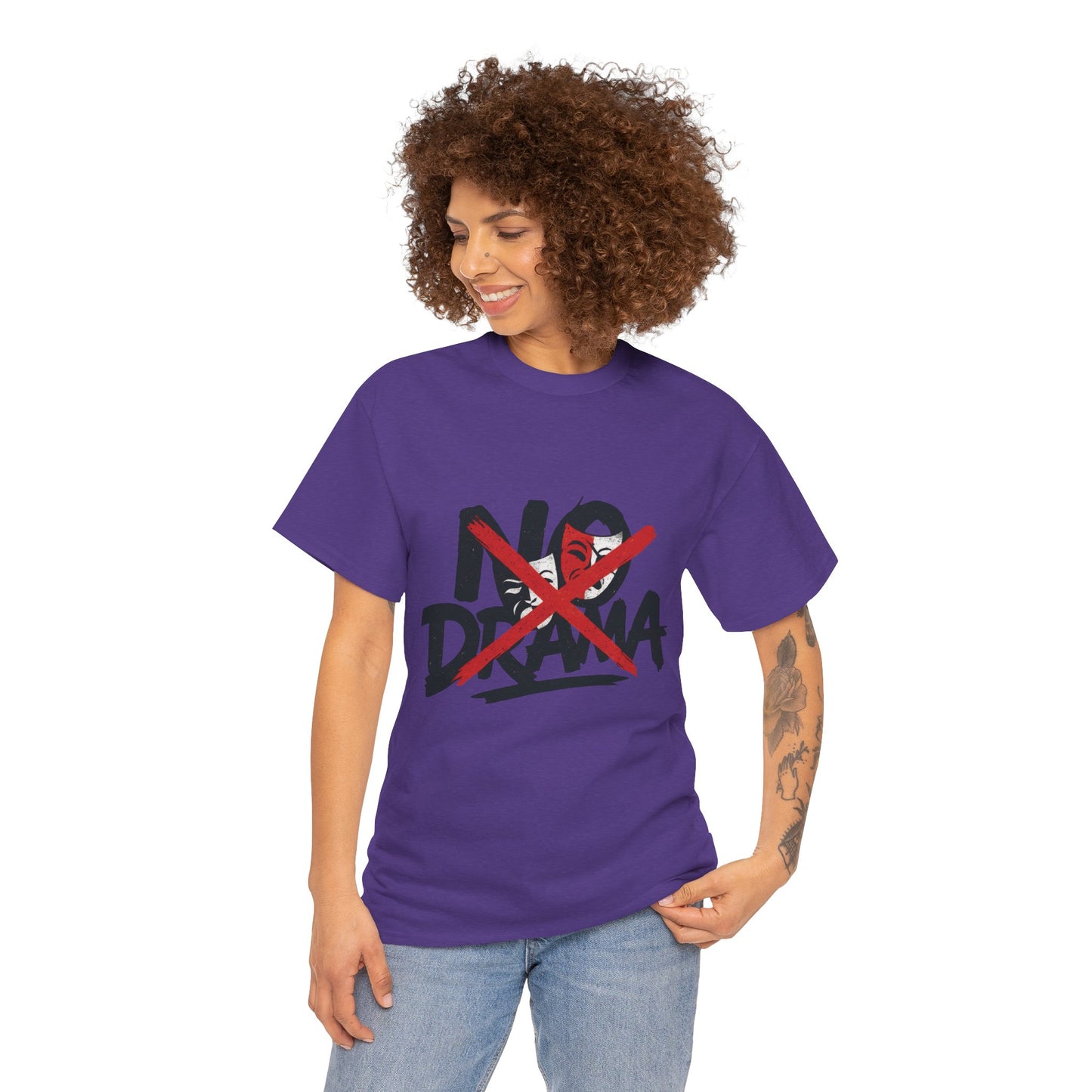 No Drama Unisex Heavy Cotton Tee, Casual Shirt, Gift for Friends, Relaxed Fit, Comfort Wear, Everyday Style
