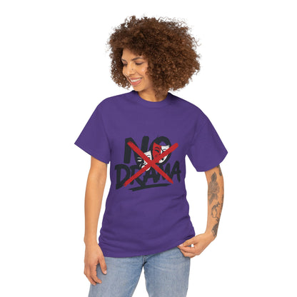 No Drama Unisex Heavy Cotton Tee, Casual Shirt, Gift for Friends, Relaxed Fit, Comfort Wear, Everyday Style