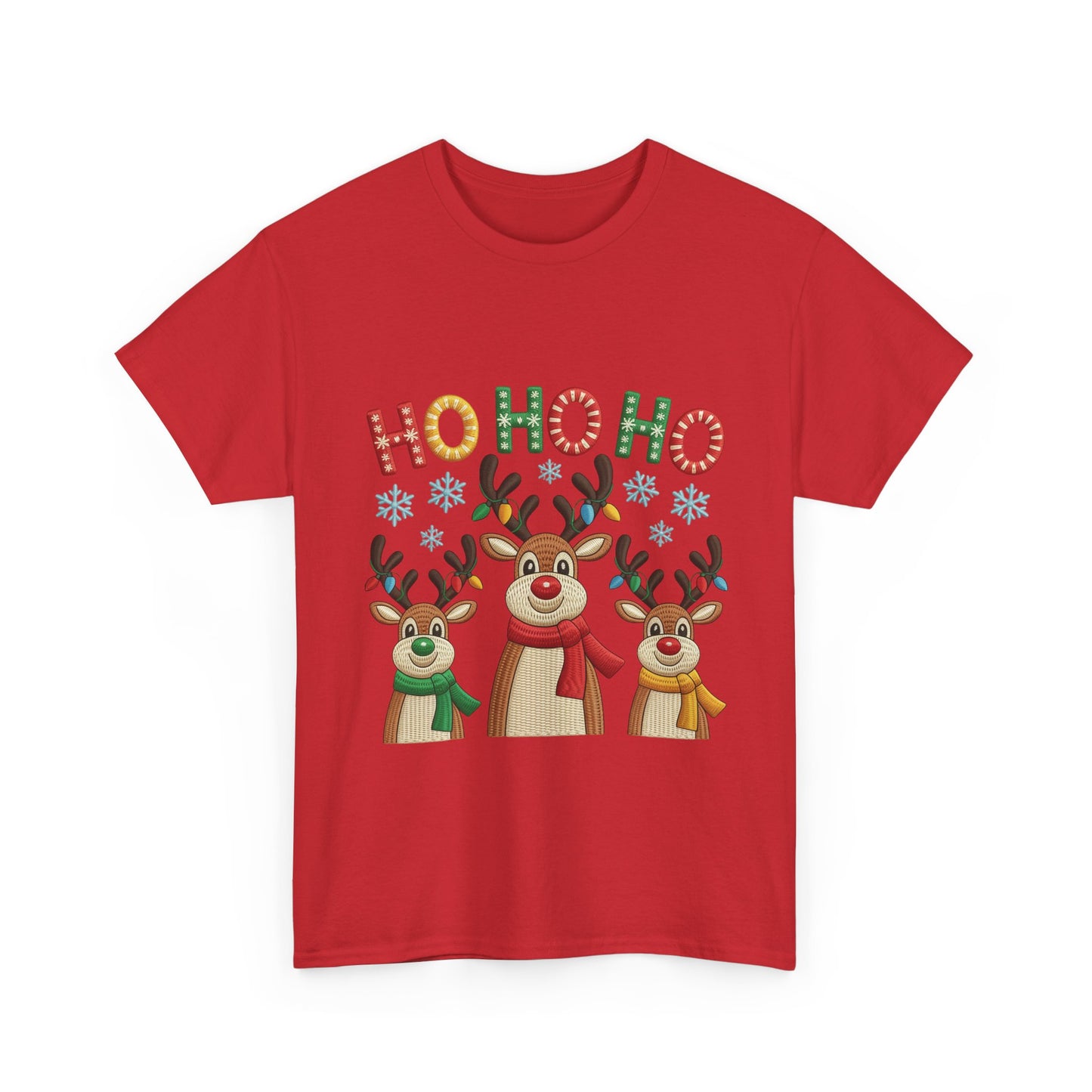 Ho Ho Ho Reindeer T-Shirt, Cute Christmas Tee for Women