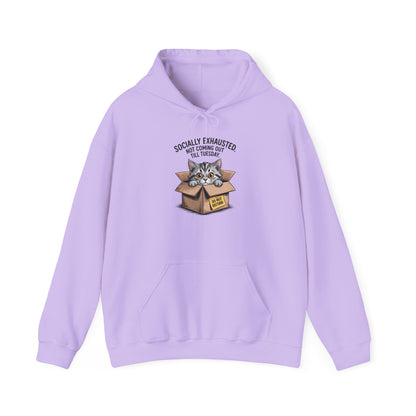 Socially Exhausted Cat Hoodie - Cozy Sweatshirt for Cat Lovers, Funny Gift, Casual Wear, Unique Animal Apparel, Perfect for Relaxing Days