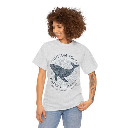Water Element Whale Tee, Sigillum Aquae Symbol, Flow Intuition Healing, Spiritual Ocean Totem Tee, Nature Energy Shirt, Mindfulness Fashion
