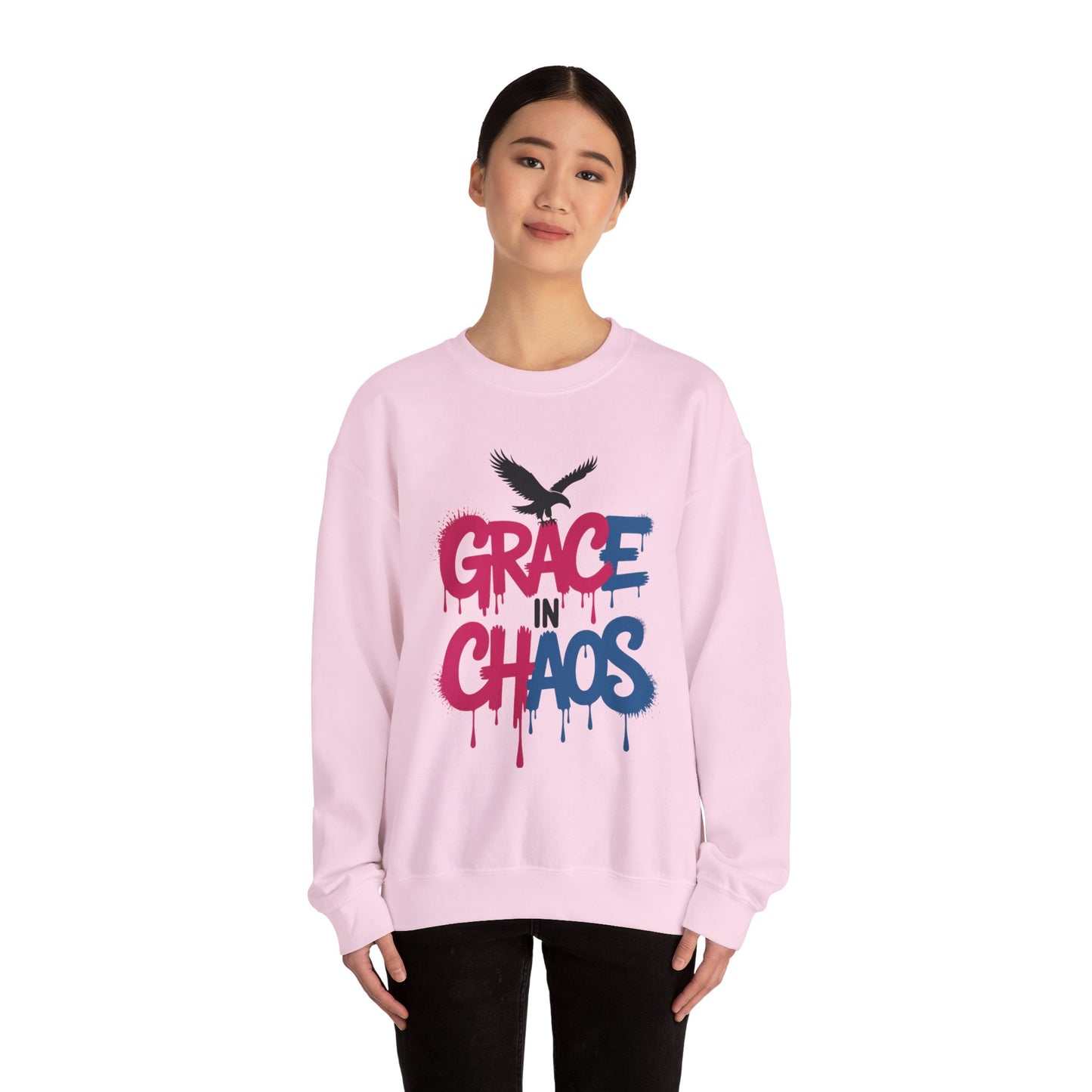 Women's Sweatshirt Grace in Chaos, Graffiti Dripping Street Art Pullover, Bold Urban Graphic