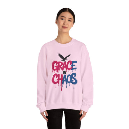 Women's Sweatshirt Grace in Chaos, Graffiti Dripping Street Art Pullover, Bold Urban Graphic
