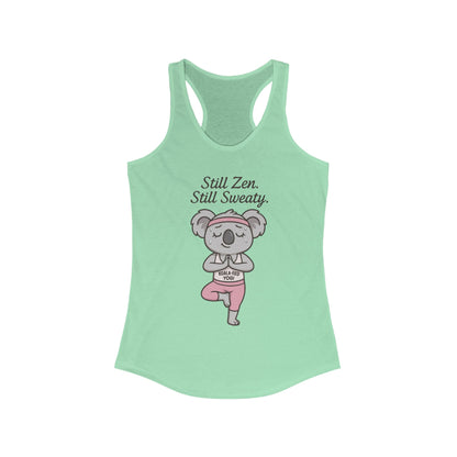 Funny Yoga  Tank for Women, Koala-Fied Yogi Tee, Still Zen Still Sweaty Workout Gift, Cute Animal Fitness  Tank Top, Zen Koala Yoga Tee