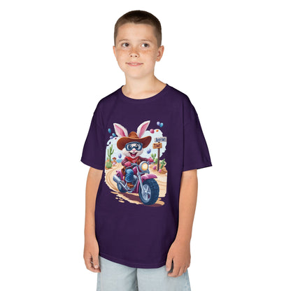 Biker Bunny Kids Tee - Fun Easter Shirt for Boys & Girls, Cute Spring Outfit with Motorcycle Rabbit Heavy Cotton Toddler T-Shirt Bunny Rider