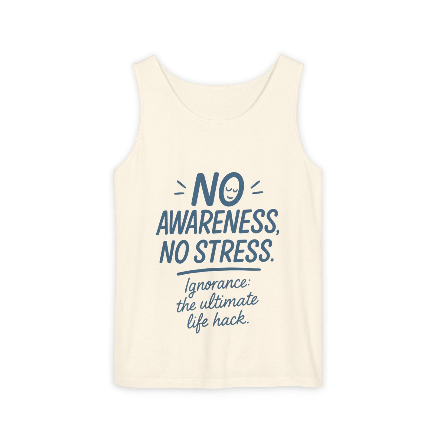 Womens No Awareness Racerback Tank Top, Funny No Stress Quote, Ignorance Life Hack, Workout Sleeveless Shirt, Motivational Shirt, Yoga