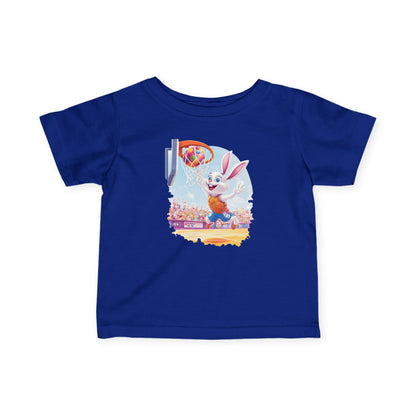 Easter Basketball Bunny Infant Tee - Cute Bunny Dunking Egg Ball, Fun Spring Sports Shirt for Babies 6-24 Months, Easter Gift Idea