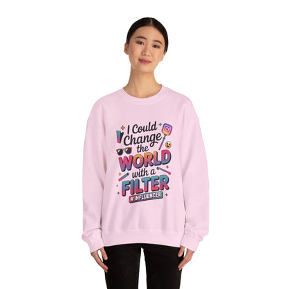 Womens Heavy Blend™ Crewneck Sweatshirt, Womens Influencer Sweatshirt, Funny Social Media Pullover, Cute Trendy Graphic Top