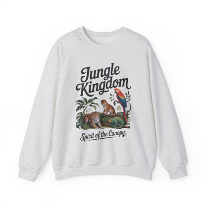 Jungle Kingdom Mens Sweatshirt, Cozy Jungle Crewneck, Nature Lover Gift, Wildlife Artwork, Eco-Conscious Apparel, Animal Enthusiast Clothing