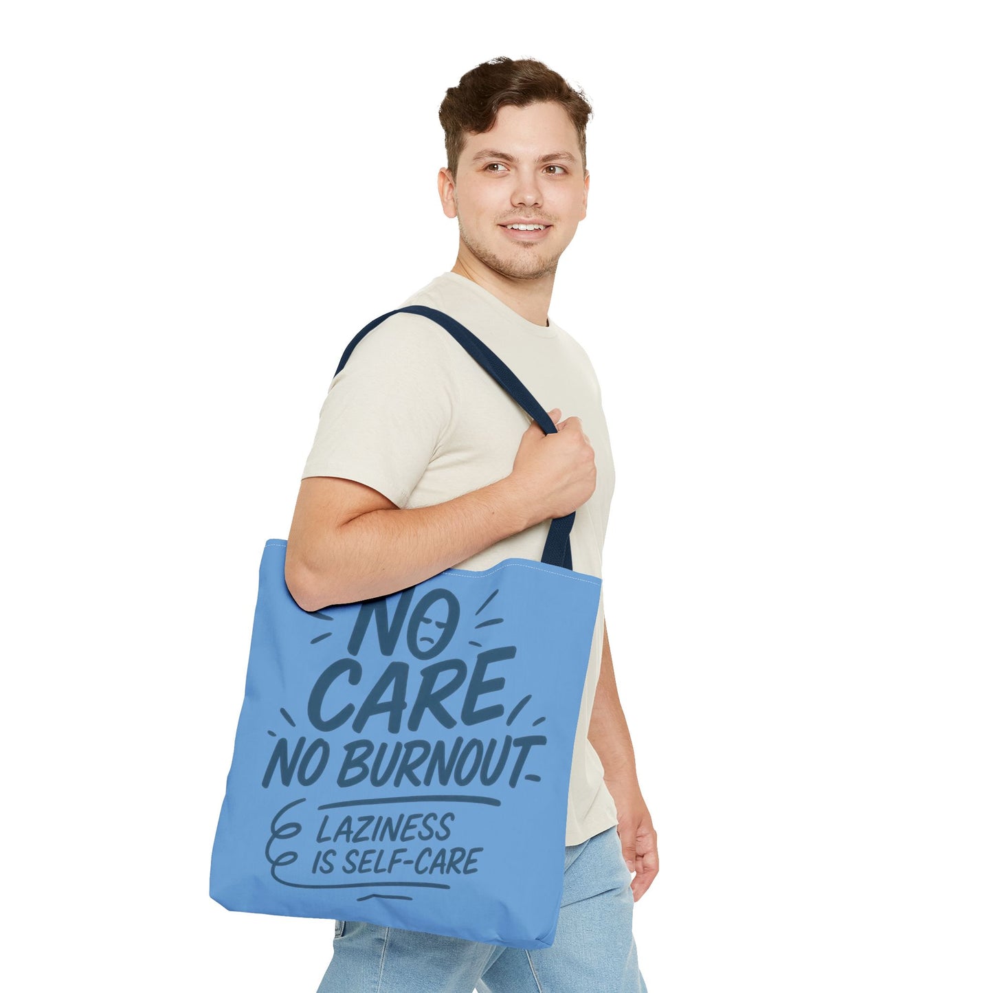 Laziness is Self-Care Funny Quote Bag, Oversized Reusable Canvas Shopping Tote, Sarcastic Self-Care Gift, Weekend Getaway, Everyday Use