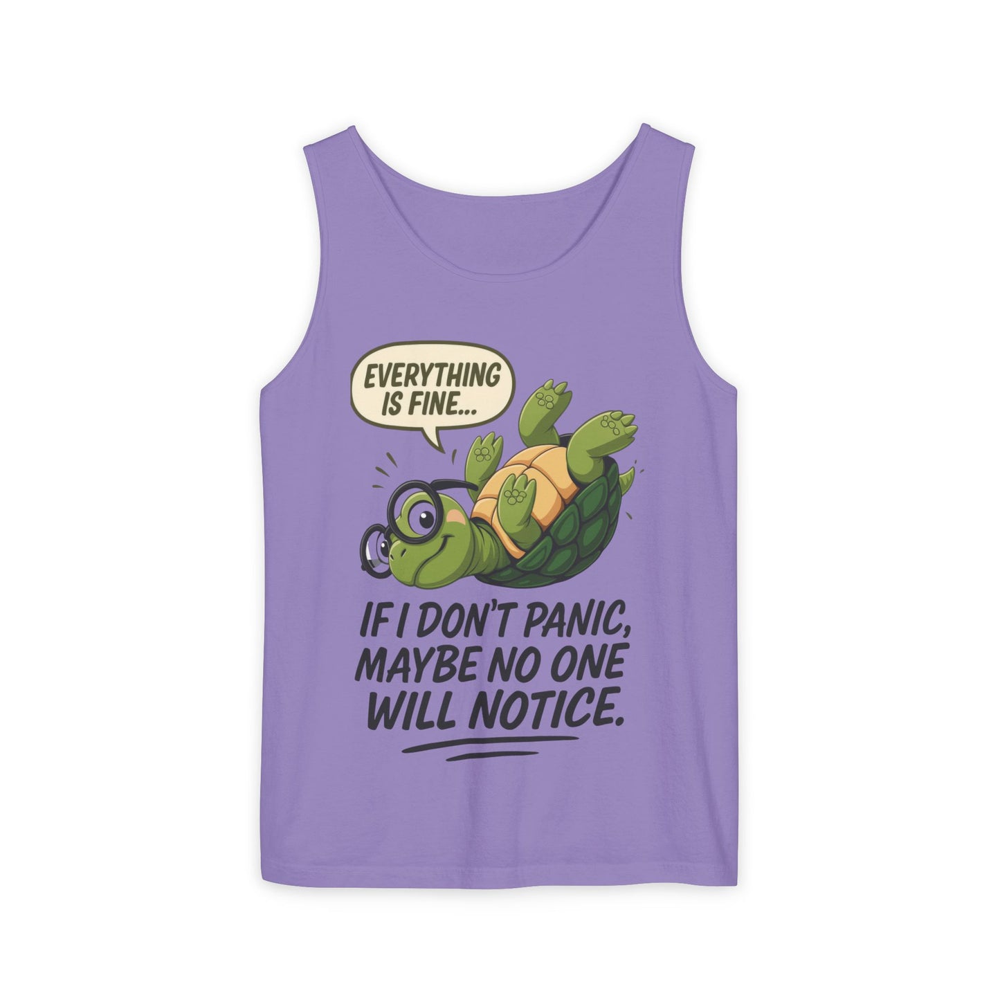 Funny Turtle Womens Tank Top, Everything is Fine, Womens Summer Apparel, Relaxed Fit, Pool Party, Beachwear, Humorous Gift