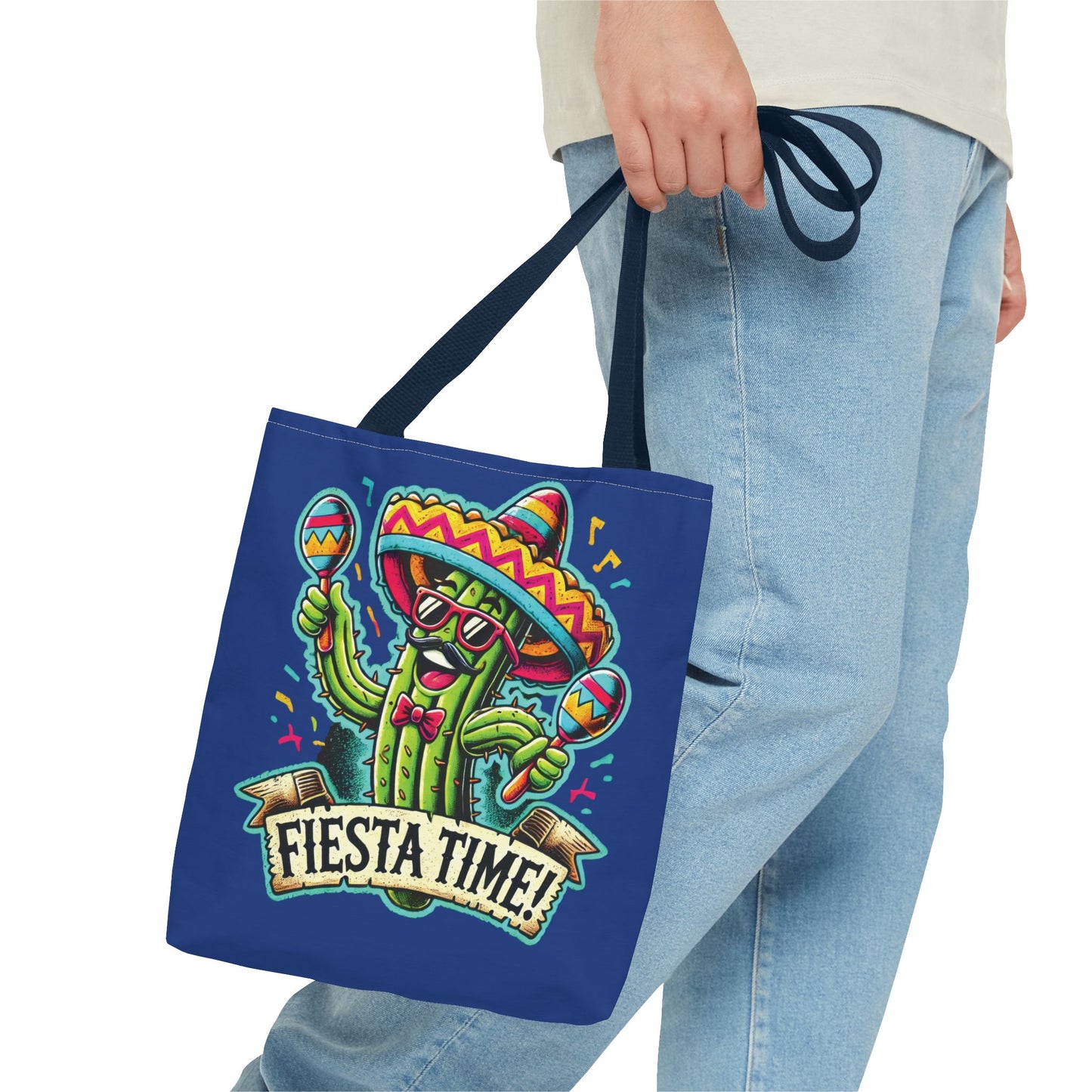 Fiesta Time Cactus Tote Bag, Funny Mexican Party Gift, Sombrero Maracas Print, Cinco de Mayo Bag, Summer Festival Tote, Beach Bag, Shopping