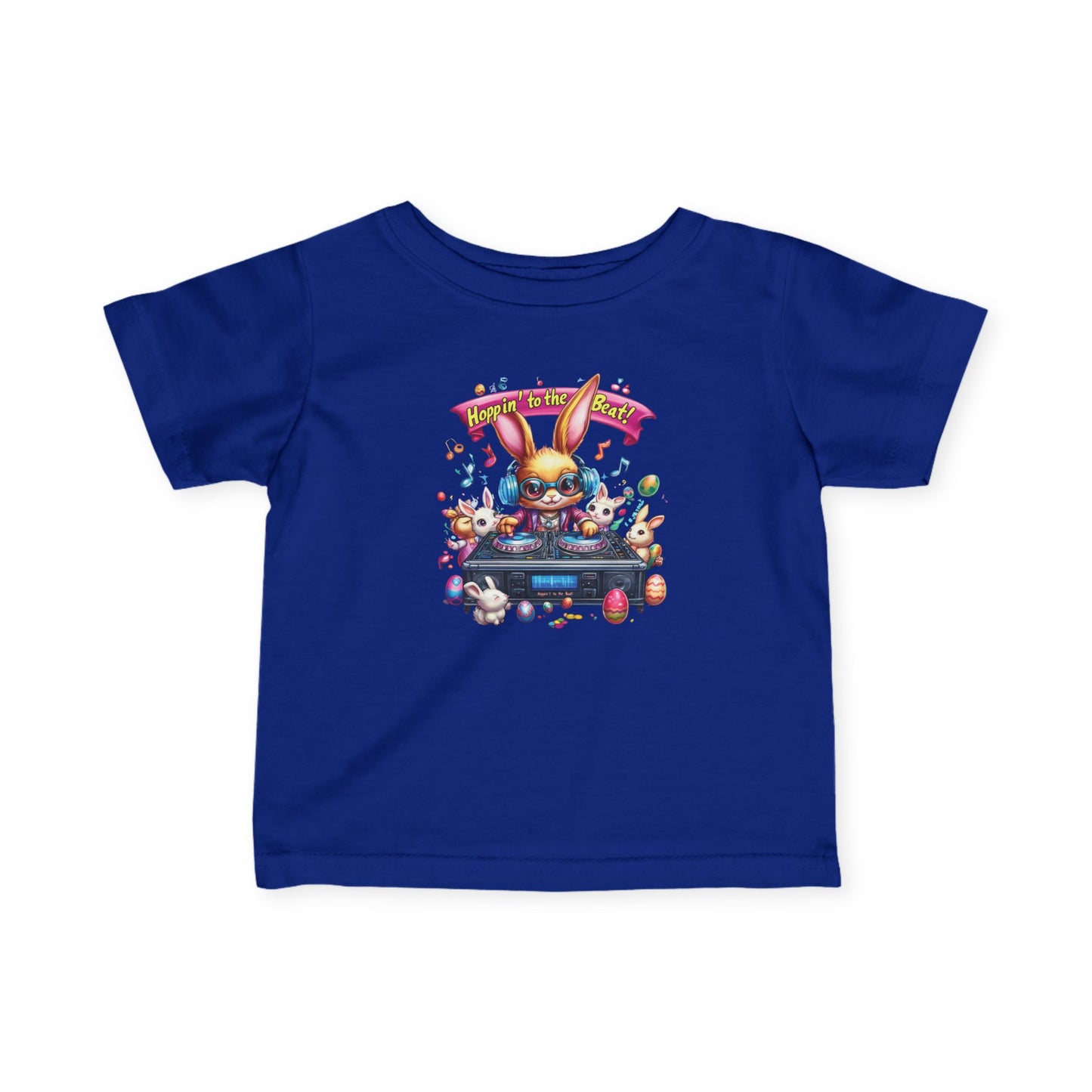 DJ Bunny Infant T-Shirt - Fun Easter Music Shirt for Babies 6 - 24 Months, Cute Spring Outfit with Playful Bunny and Colorful Music Vibes