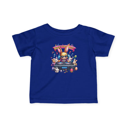 DJ Bunny Infant T-Shirt - Fun Easter Music Shirt for Babies 6 - 24 Months, Cute Spring Outfit with Playful Bunny and Colorful Music Vibes