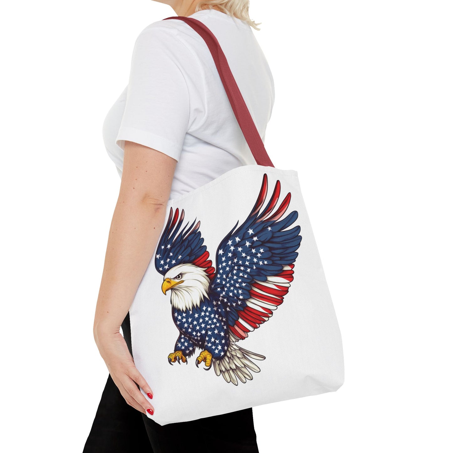 Patriotic Eagle Tote Bag, AOP, Perfect for July 4th, Festivals, Eco-Friendly Shopping, Gift for Nature Lovers, large canvas bag, beach bag
