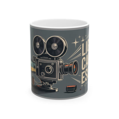 Vintage Movie Camera Ceramic Mug - Perfect Gift for Filmmakers, Photographers, Movie Lovers, Cinematic Coffee Cup, Retro Movie Lover Mug