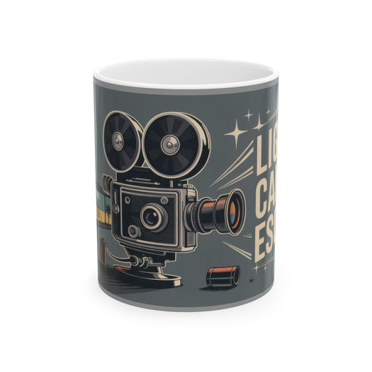 Vintage Movie Camera Ceramic Mug - Perfect Gift for Filmmakers, Photographers, Movie Lovers, Cinematic Coffee Cup, Retro Movie Lover Mug