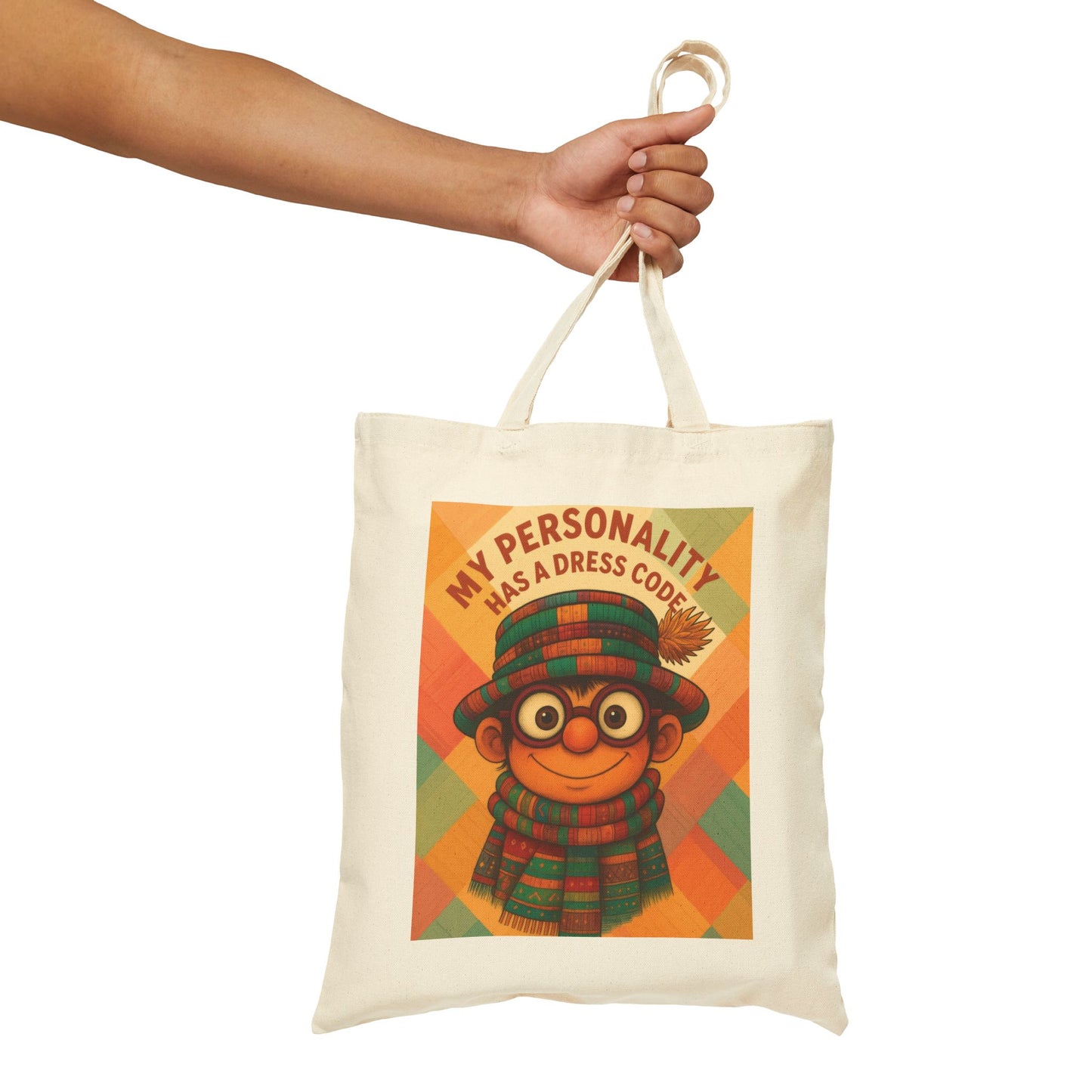 My Personality Has a Dress Code Tote Bag, Colorful Boho Character Cotton Canvas Bag, Funny Quote Gift, Quirky Fashion Illustration Shopper