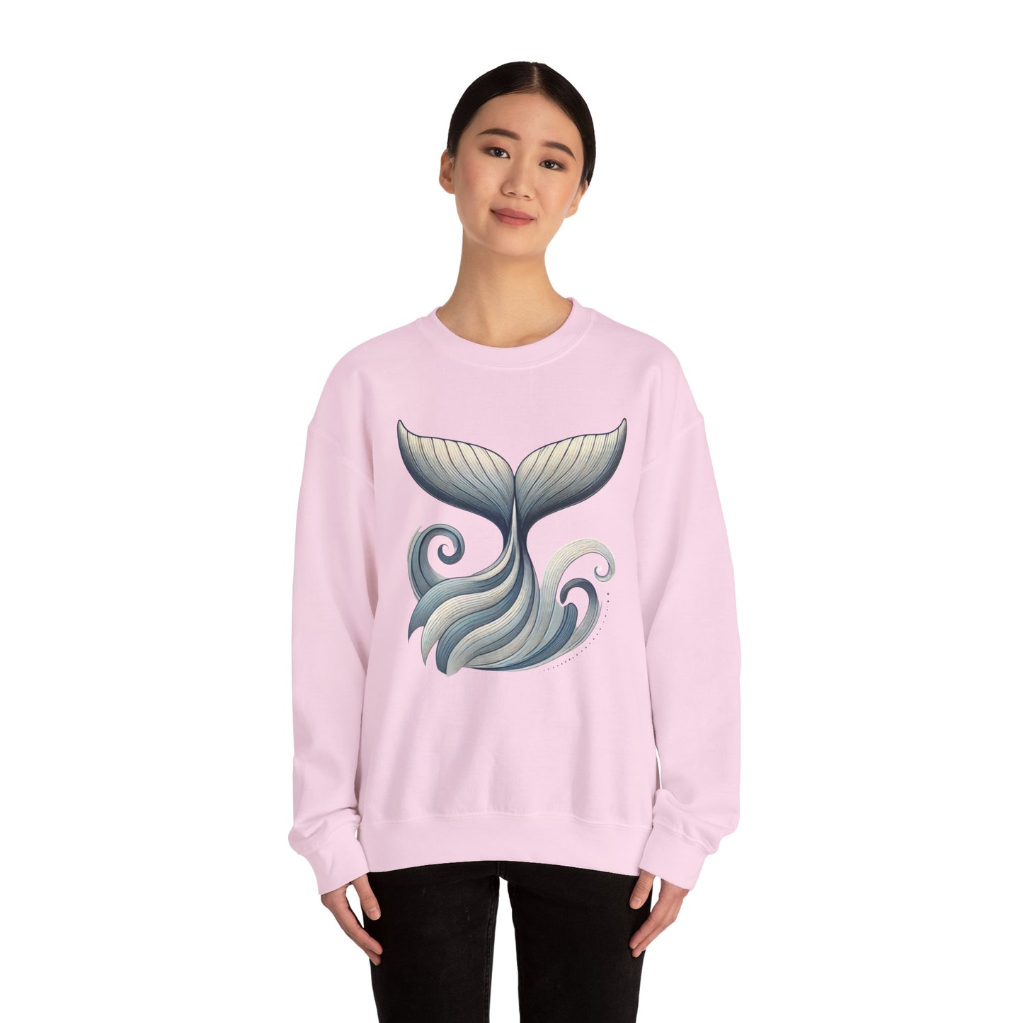 Whale Tail Ocean Sweatshirt, Unisex Heavy Blend Crewneck Sweatshirt, Nautical Coastal Sea Life Gift for Beach Lovers, Gift for Ocean Lovers