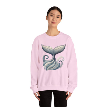 Whale Tail Ocean Sweatshirt, Unisex Heavy Blend Crewneck Sweatshirt, Nautical Coastal Sea Life Gift for Beach Lovers, Gift for Ocean Lovers